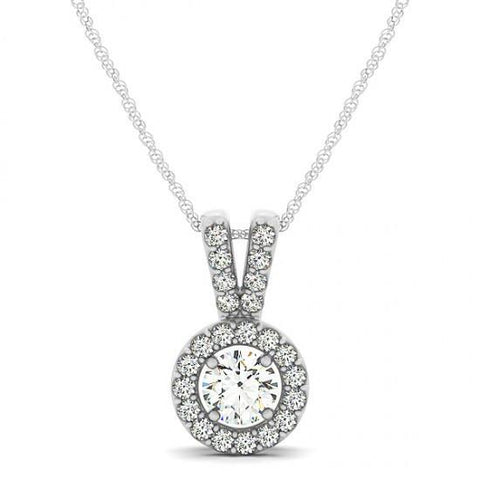 1.25 Carats Round Diamonds Pendant Necklace Without Chain Solid Gold 14K