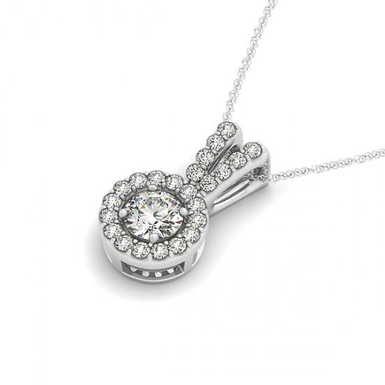 1.25 Carats Round Diamonds Pendant Necklace Without Chain Solid Gold 14K
