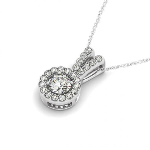 1.25 Carats Round Diamonds Pendant Necklace Without Chain Solid Gold 14K