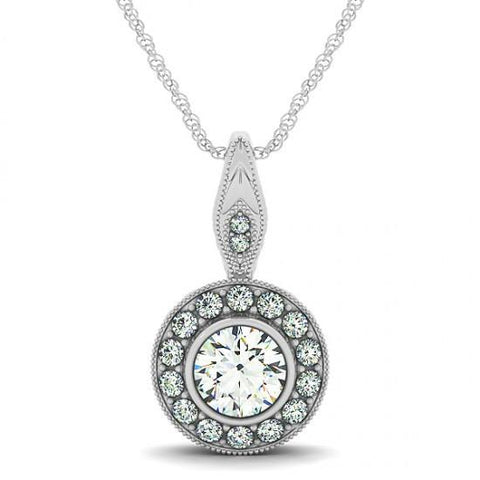 Solid Gold 14K Round Diamonds 1.50 Carats Pendant Necklace Without Chain