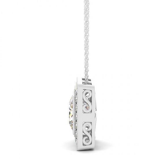 1.50 Carats Princess Diamonds White Gold 14K Pendant Necklace Without Chain