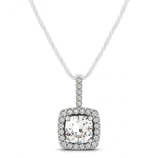 1.35 Carats Round Diamonds Pendant Necklace Without Chain White Gold 14K