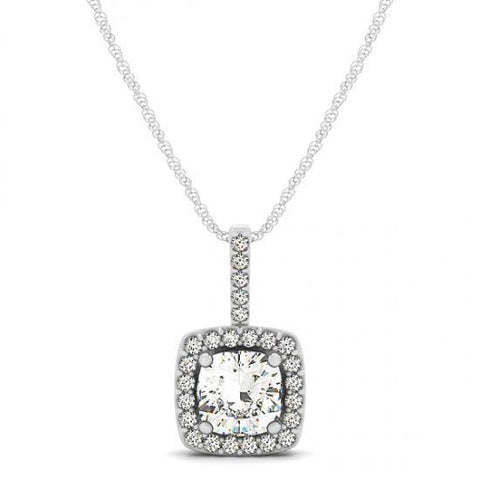 1.35 Carats Round Diamonds Pendant Necklace Without Chain White Gold 14K