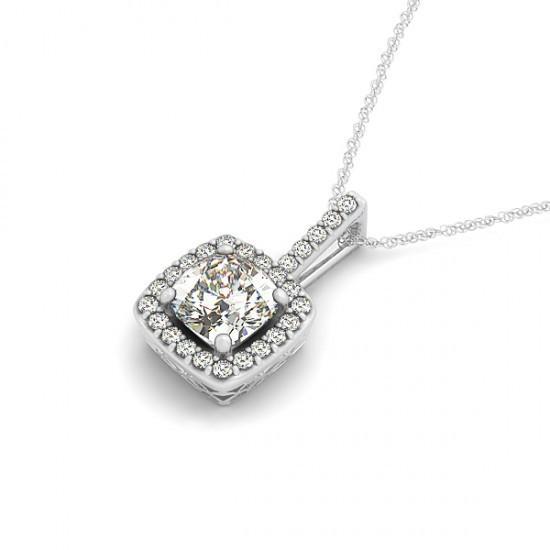 1.35 Carats Round Diamonds Pendant Necklace Without Chain White Gold 14K