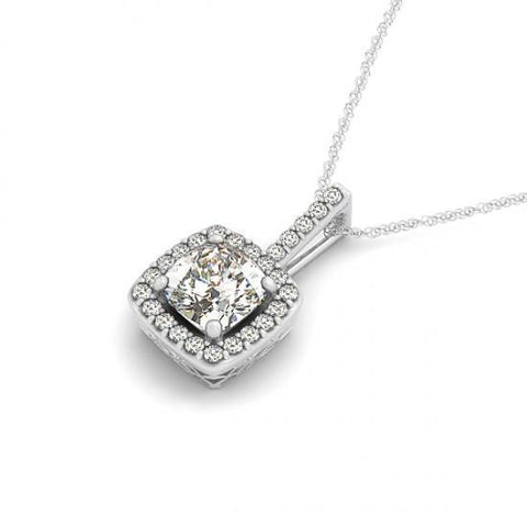 1.35 Carats Round Diamonds Pendant Necklace Without Chain White Gold 14K