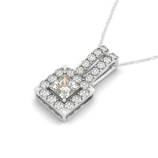 Sparkling 1.60 Carats Princess Diamond Pendant Necklace Without Chain Gold 14K