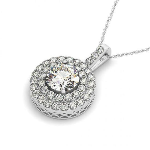 2.25 Carat Double Row Diamonds Pendant Necklace Without Chain Gold 14K