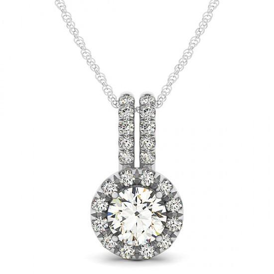 2.00 Ct. Round Diamonds Prong Set Pendant Necklace Without Chain Gold 14K
