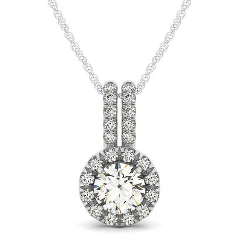 2.00 Ct. Round Diamonds Prong Set Pendant Necklace Without Chain Gold 14K