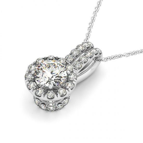 2.00 Ct. Round Diamonds Prong Set Pendant Necklace Without Chain Gold 14K