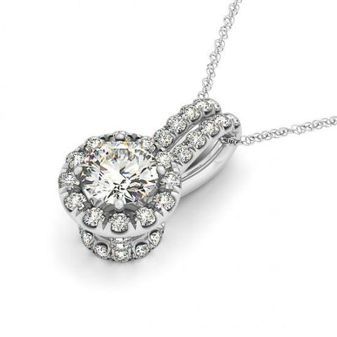 2.00 Ct. Round Diamonds Prong Set Pendant Necklace Without Chain Gold 14K