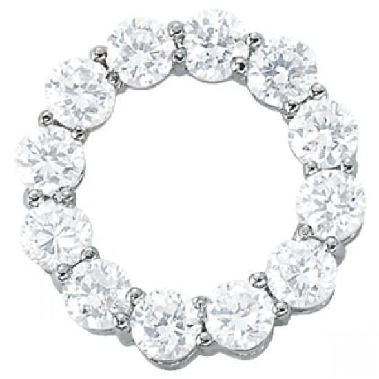 Round Diamonds 3.00 Carats Pendant Without Chain Circle Style Gold 14K