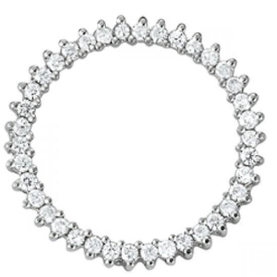 1.25 Carats Round Diamonds Circle Pendant Without Chain White Gold 14K