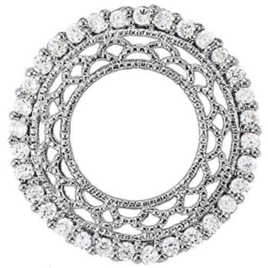 Round Diamonds 1.05 Carats Pendant Circle White Gold 14K Without Chain