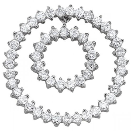 2.75 Carats Sparkling Diamonds Pendant Necklace White Gold 14K Without Chain