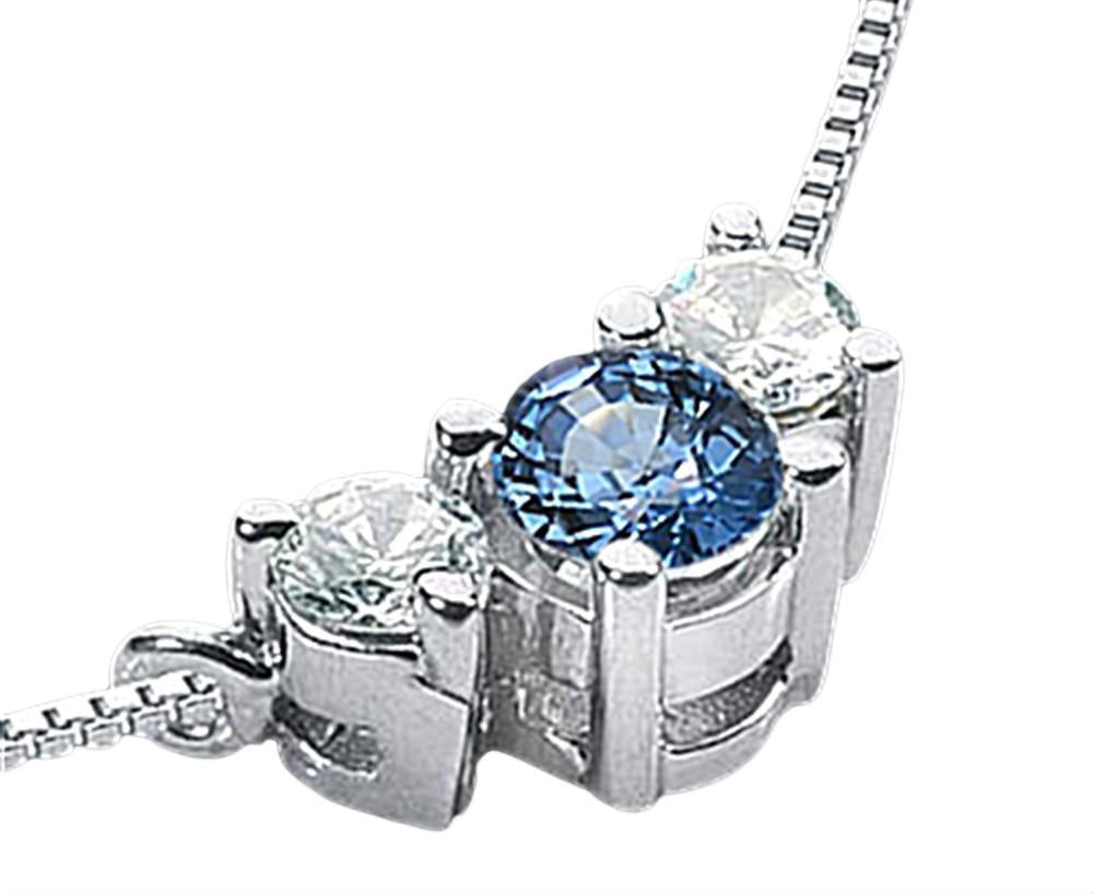 1.45 Ct. White Blue Diamonds 3 Stone Pendant 14K Gold