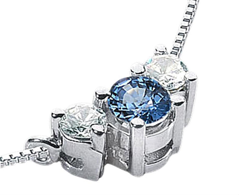 1.45 Ct. White Blue Diamonds 3 Stone Pendant 14K Gold