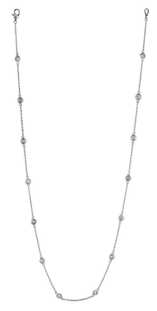 1.50 Carat Bezel Set Diamonds Necklace Pendant 18 Gold White 14K