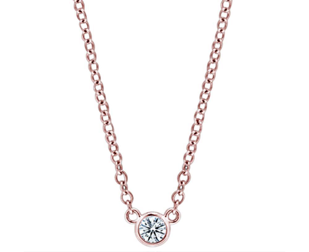 1.5 Carat Diamond Yards 16 Or 18 Pendant Necklace Rose Gold Yard Bezels Set