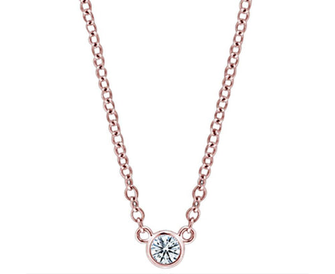 1.5 Carat Diamond Yards 16 Or 18 Pendant Necklace Rose Gold Yard Bezels Set