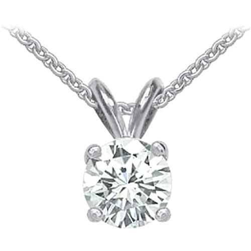 1 Ct. F Vs1 Gold Round Brilliant Diamond Pendant With Chain Necklace