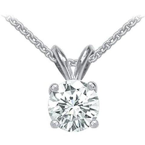1 Ct. F Vs1 Gold Round Brilliant Diamond Pendant With Chain Necklace