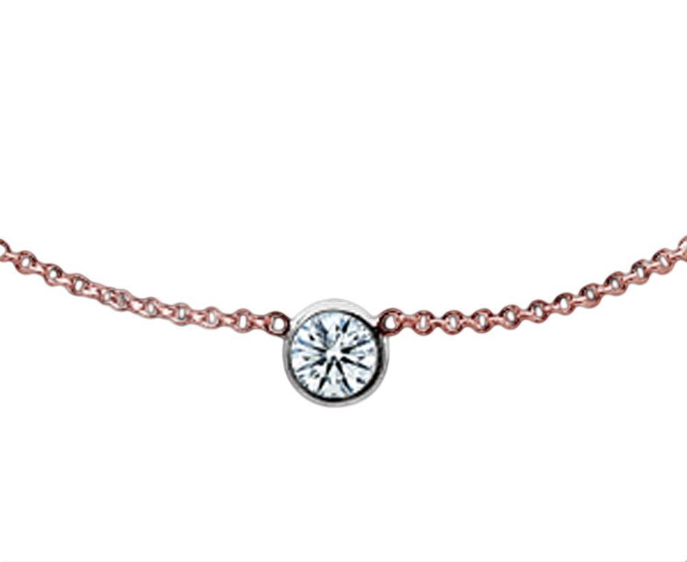 2 Carat Yards Diamond Necklace Pendant Rose White Gold Yard By Diamond Pink Gold