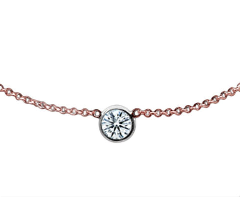 2 Carat Yards Diamond Necklace Pendant Rose White Gold Yard By Diamond Pink Gold