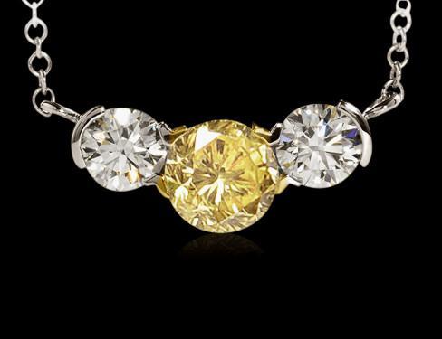 2 Ct. Certified Yellow Canary Diamonds 3-Stone Pendant