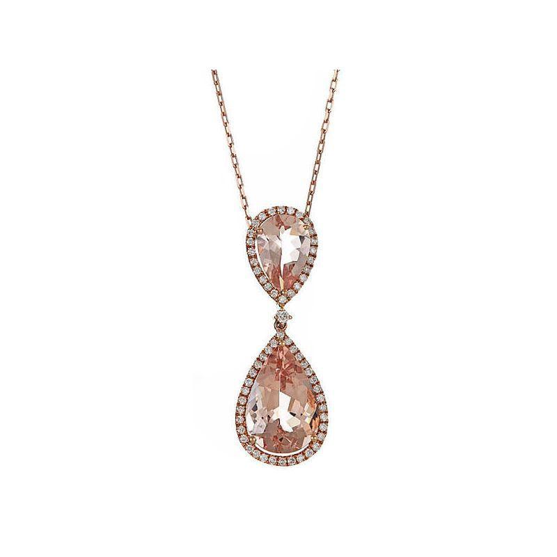 7.73 Carat, Morganite Pendant With 18K Rose Gold