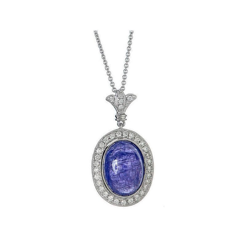 8.07 Carat Tanzanite Pendant With White Diamonds And 14K White Gold