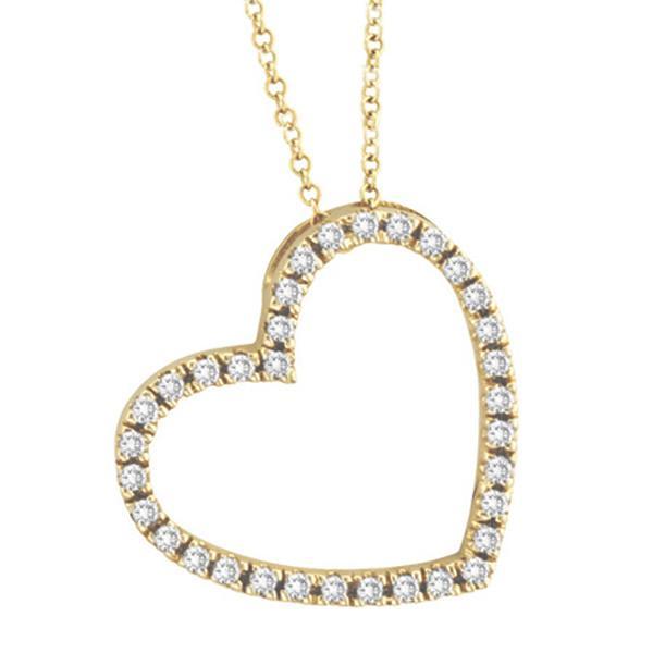 Diamond Heart Pendant Necklace Yellow Gold 0.4 Carats 14K Yellow