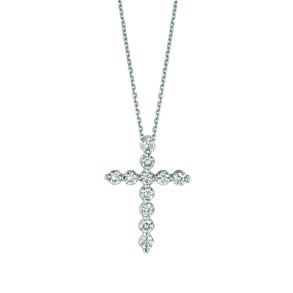 Diamond Cross Necklace Pendant 1.01 Carats 14K White