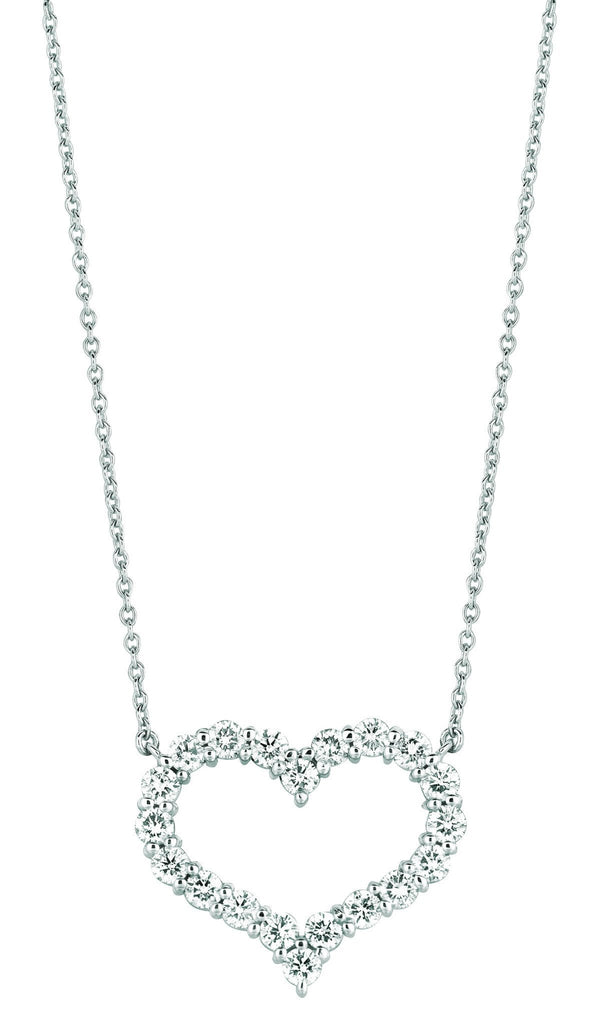 Diamond Heart Necklace Pendant 3.08 Carats 14K White