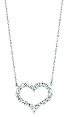 Diamond Heart Necklace Pendant 3.08 Carats 14K White