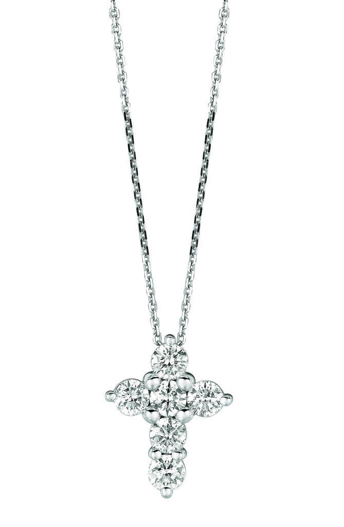 Diamond Cross Necklace Pendant 1.26 Carats 14K White