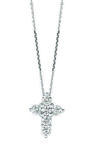 Diamond Cross Necklace Pendant 1.26 Carats 14K White