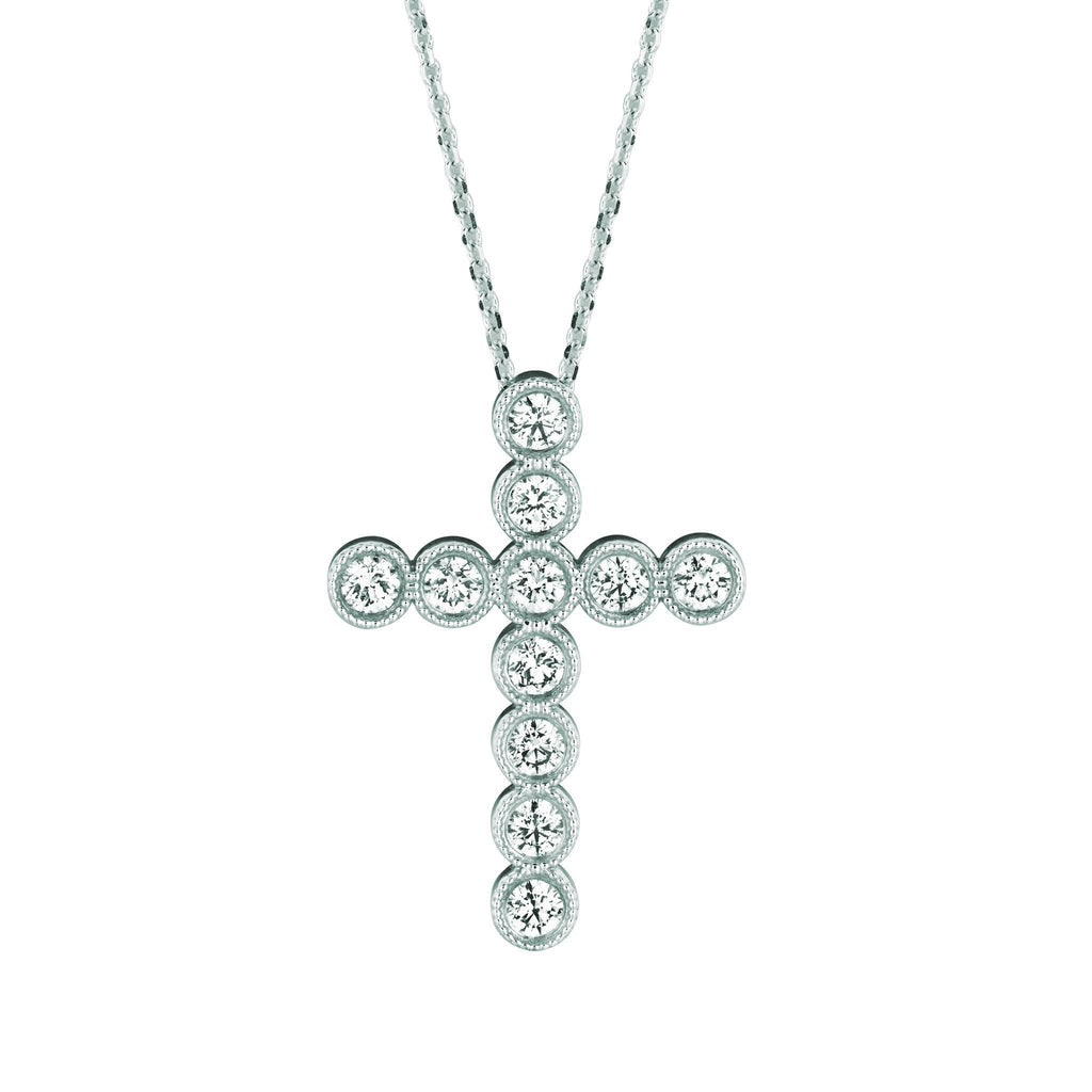 Diamond Cross Necklace Pendant 1.57 Carats 14K White