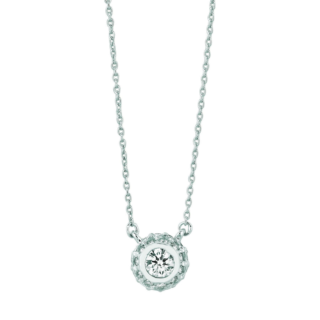 0.5 Carats Diamond Necklace Pendant 14K White