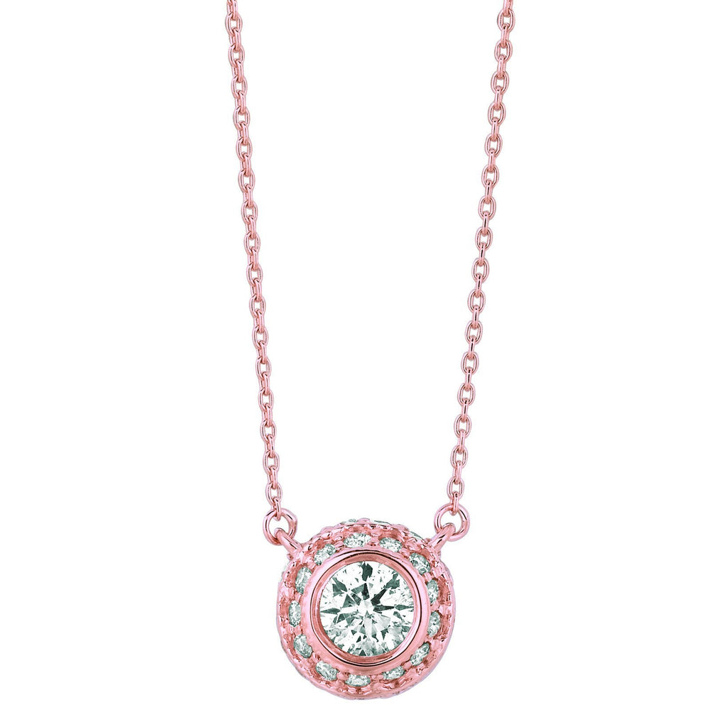 Diamond Necklace Pendant 1 Carats 14K Pink