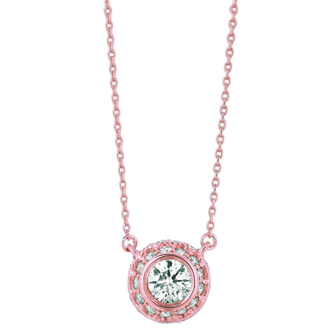 Diamond Necklace Pendant 1 Carats 14K Pink