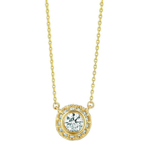 Diamond Necklace Pendant 1 Carats 14K Yellow