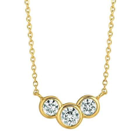 Diamond Bezel Necklace Pendant 0.75 Carats 14K Yellow