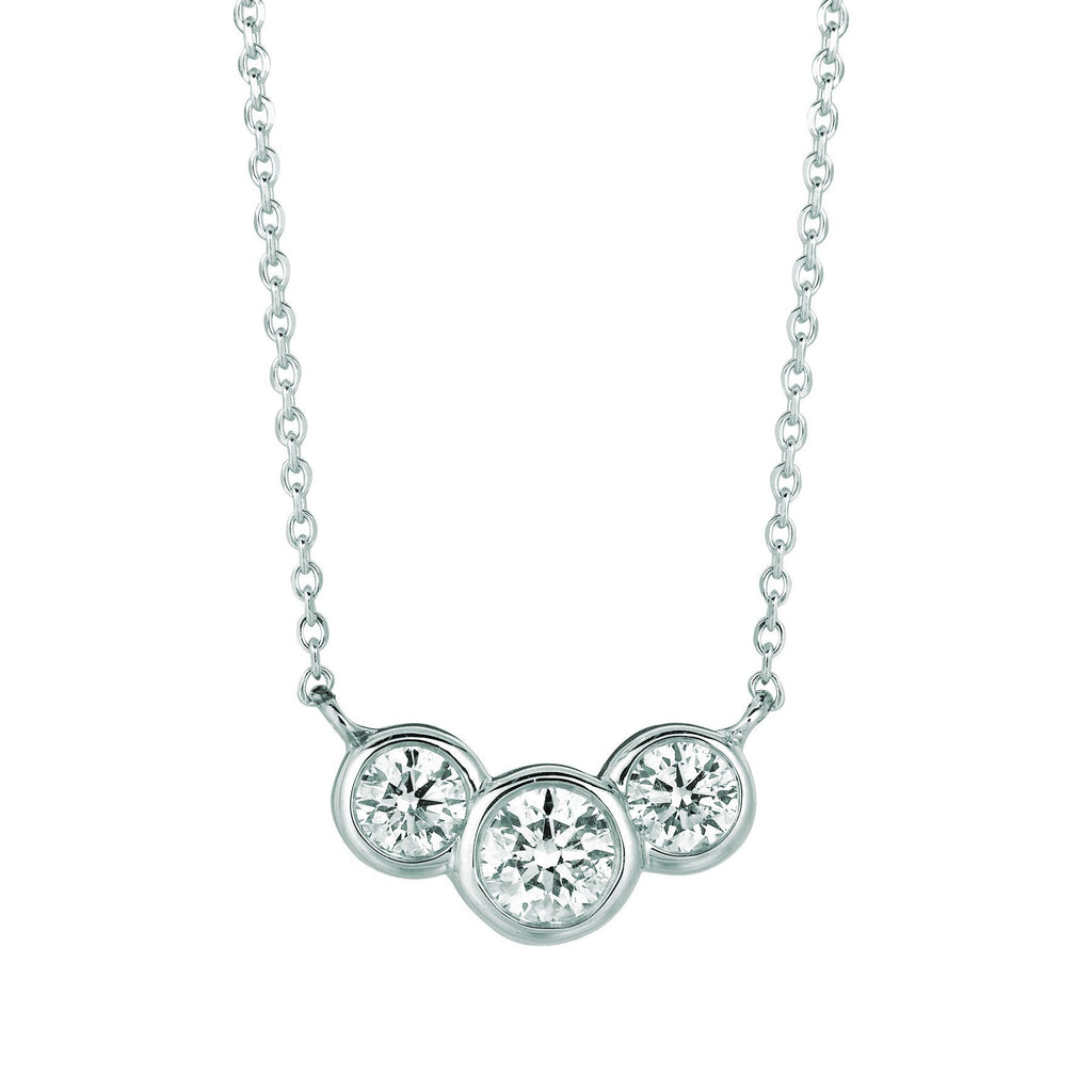 Diamond Bezel Necklace Pendant 1 Carats 14K White