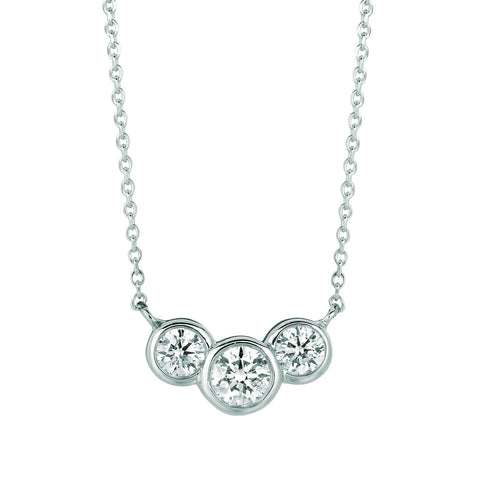Diamond Bezel Necklace Pendant 1 Carats 14K White