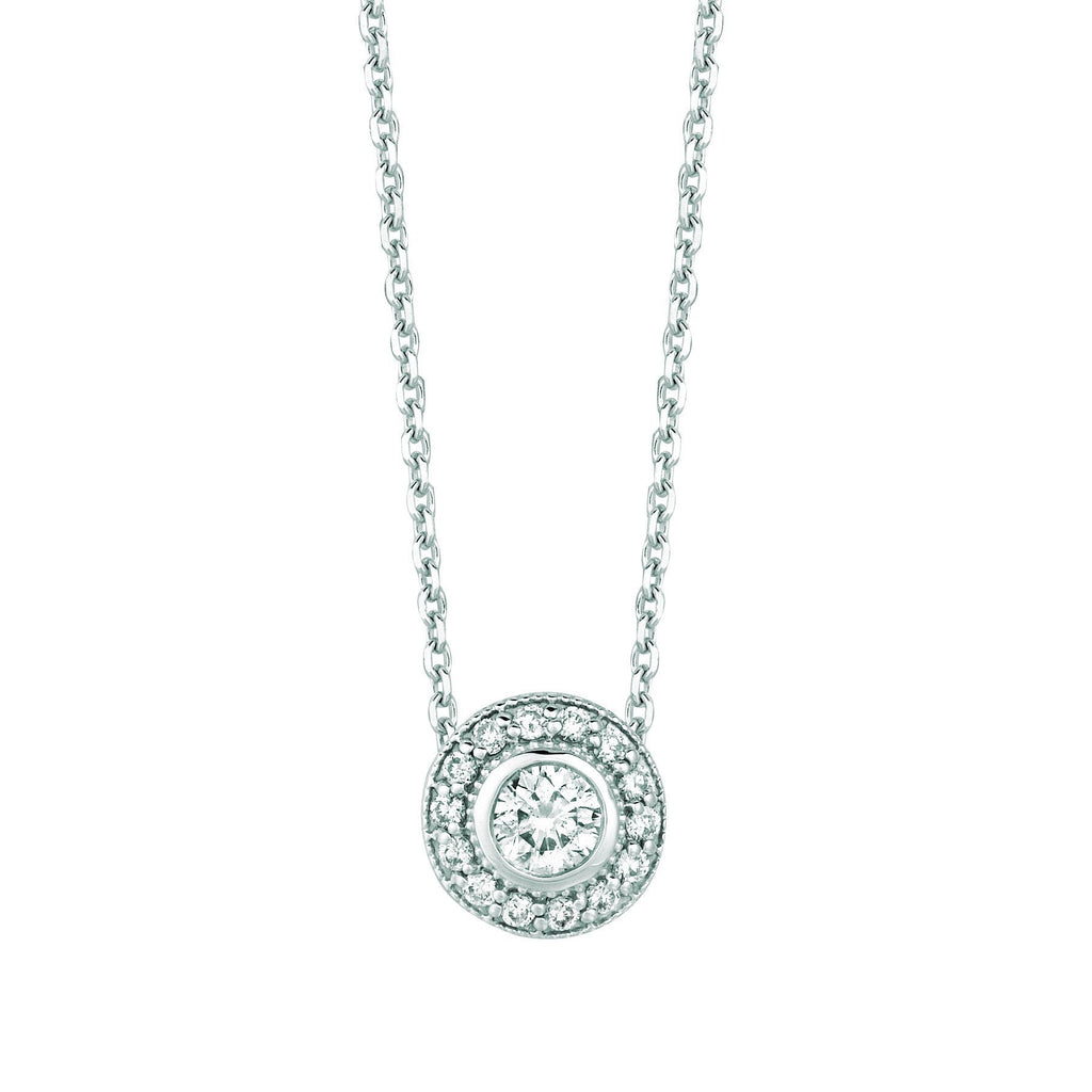 Diamond Necklace Pendant 0.4 Carats 14K White
