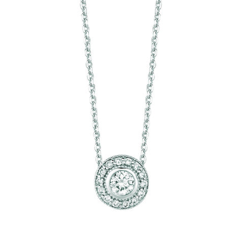 Diamond Necklace Pendant 0.4 Carats 14K White