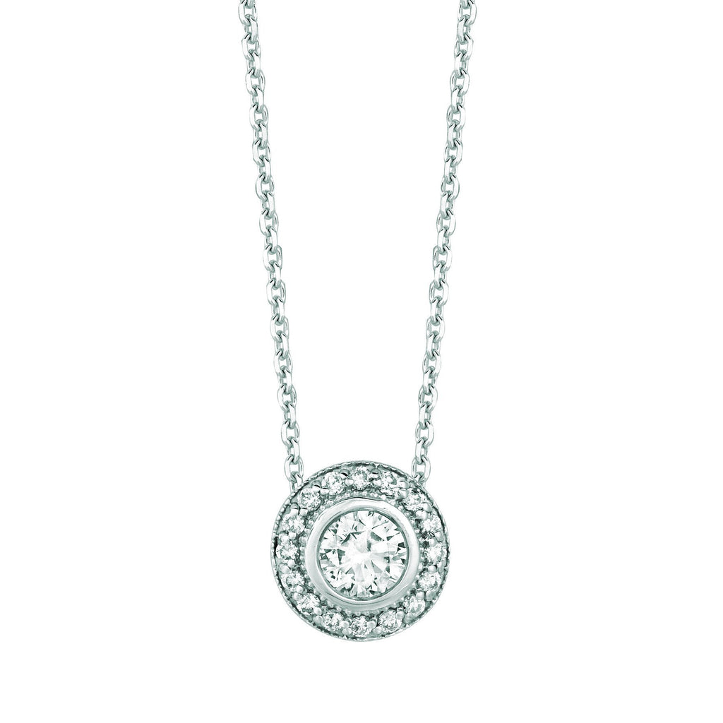 Diamond Necklace Pendant 0.54 Carats 14K White
