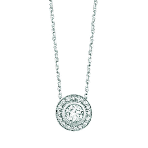 Diamond Necklace Pendant 0.54 Carats 14K White