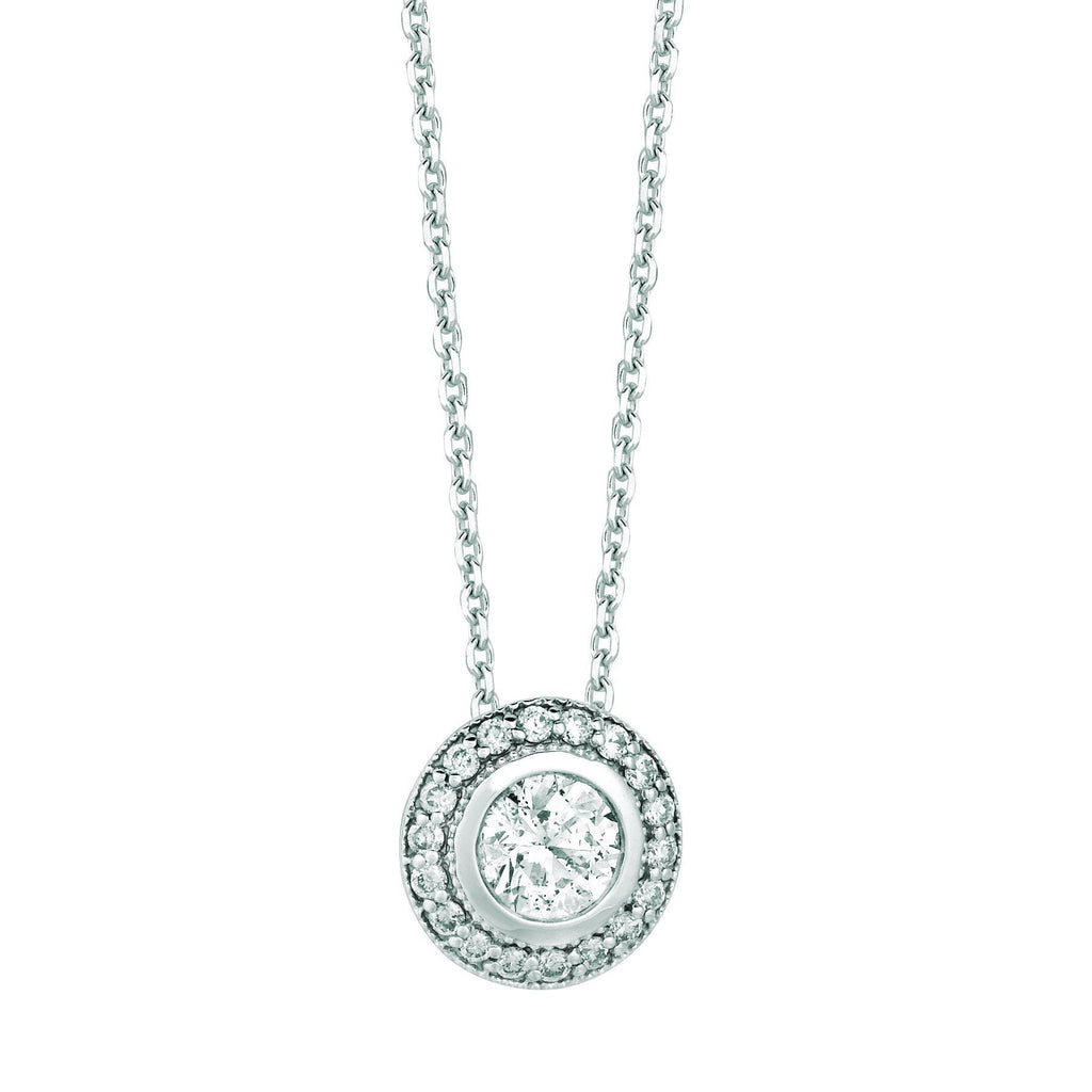 Diamond Necklace Pendant 0.66 Carats 14K White